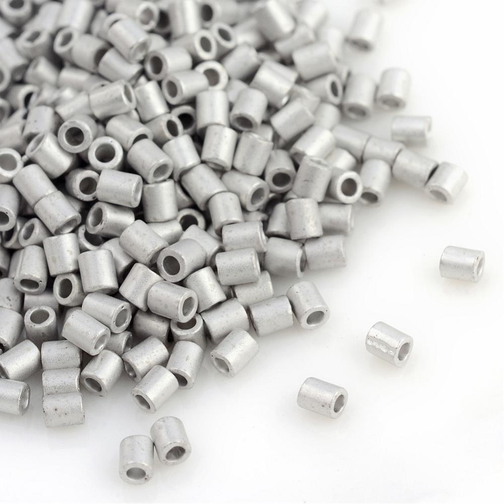 PandaHall TOHO&reg Japan Import Opaque Plated Glass Bugle Beads, Round Hole, Frosted, Gainsboro, 2x1.7~1.8mm, Hole: 1mm; about 600pcs/10g...
