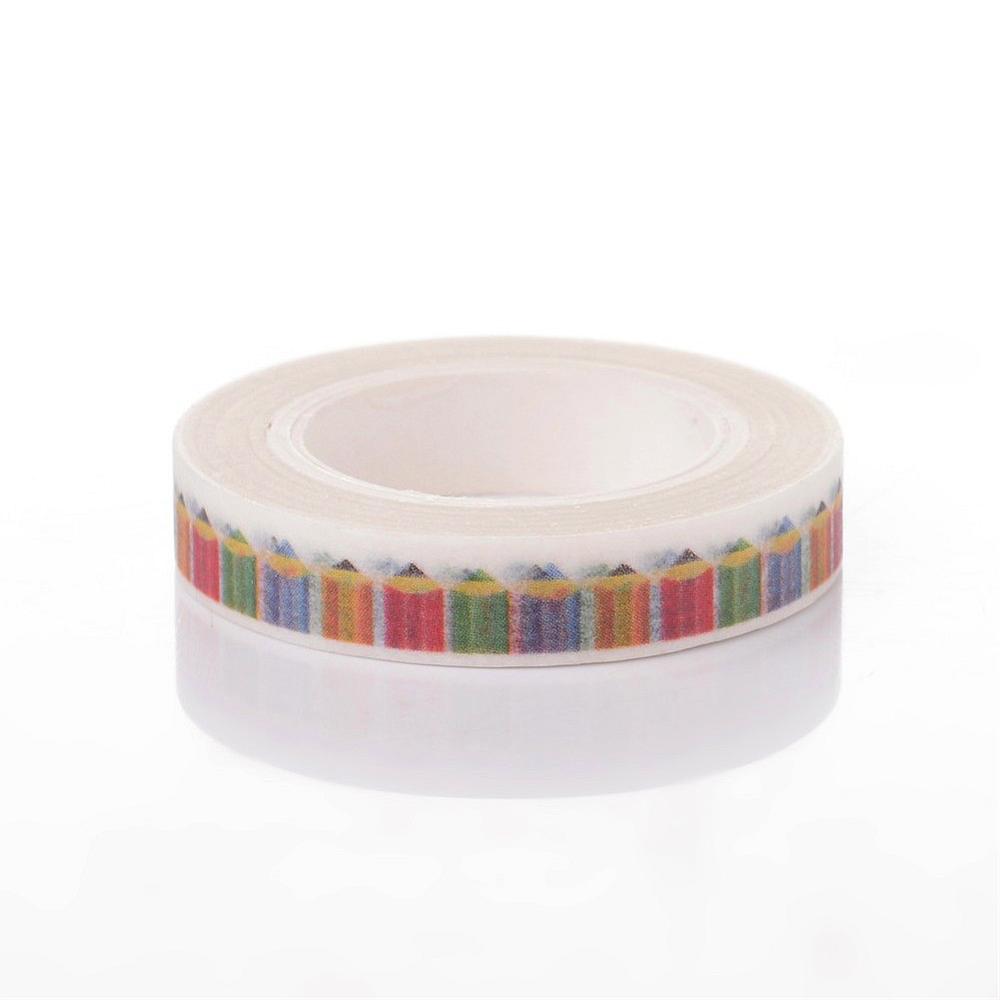 PandaHall Colored Pencil DIY Scrapbook Decorative Adhesive Tapes, Colorful, 8mm; 10m/roll Paper