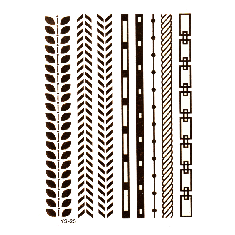 PandaHall Cool Body Art Removable Mixed Chain Shapes Fake Temporary Tattoos Metallic Paper Stickers, Gold, 180x4~23mm; 1pcs/bag Paper Others...