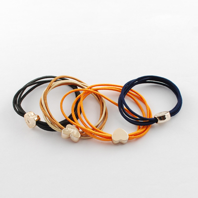 PandaHall Elastic Hair Ties, Heart, Mixed Color, 62mm Elastic Fibre Multicolor