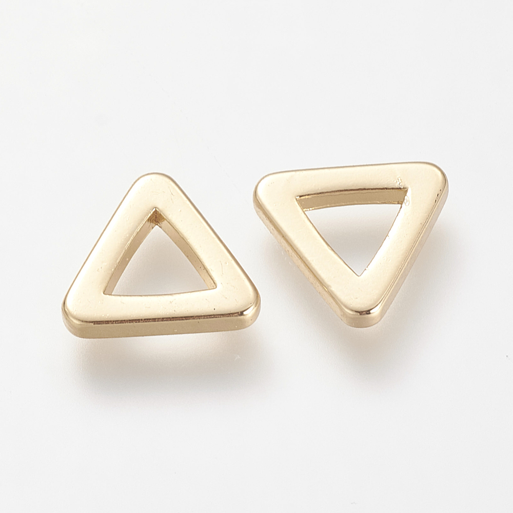 PandaHall Brass Link Rings, Real Gold Plated, Triangle, Golden, 10x11.5x2mm Brass Triangle