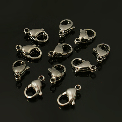 PandaHall 304 Stainless Steel Lobster Claw Clasps, Stainless Steel Color, 9x6x3mm, Hole: 1.2mm Stainless Steel Others
