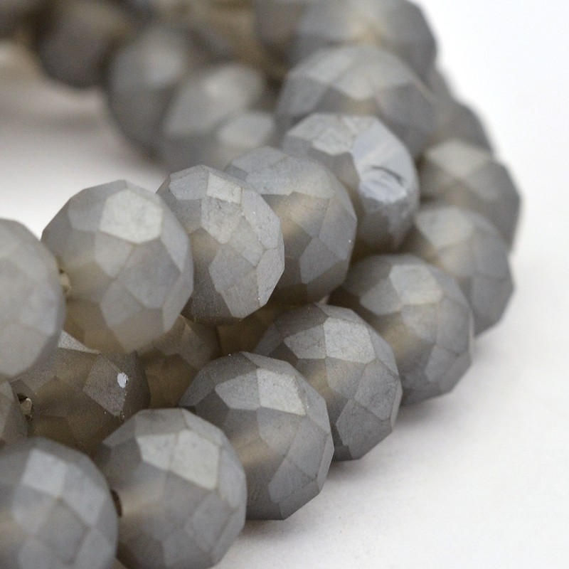 PandaHall Pearl Luster Plated Faceted Rondelle Glass Beads Strands, Frosted, Gray, 8x5mm, Hole: 1mm; about 72pcs/strand, 15.7" Glass...