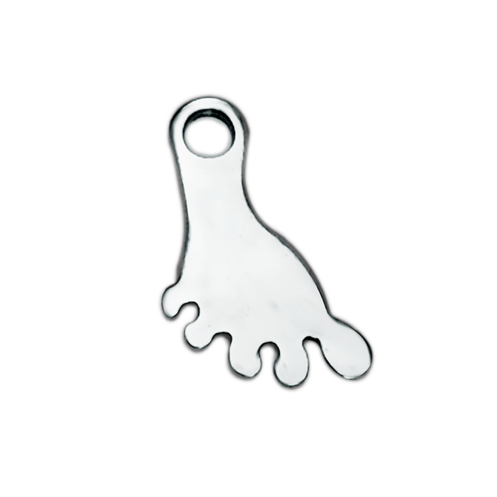 PandaHall 304 Stainless Steel Charms, Foot, Stainless Steel Color, 12x8x1mm, Hole: 1.5mm Stainless Steel Body