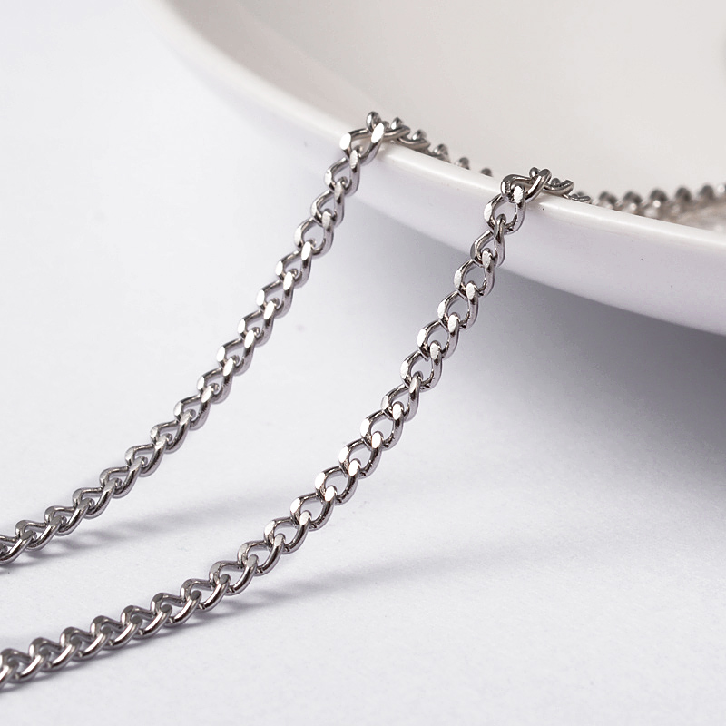PandaHall 304 Stainless Steel Curb Chains Twisted Chains, with Spool, Faceted, Stainless Steel Color, 3x2x0.6mm; about 20m/roll Stainless...