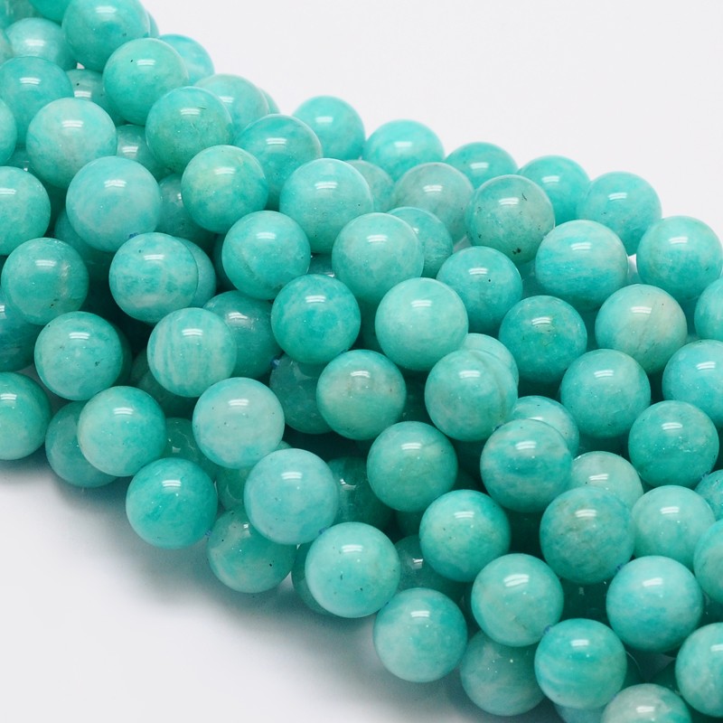 PandaHall Round Natural Amazonite Bead Strands, Grade AA, 10mm, Hole: 1mm; about 41pcs/strand, 15.74" Amazonite Round