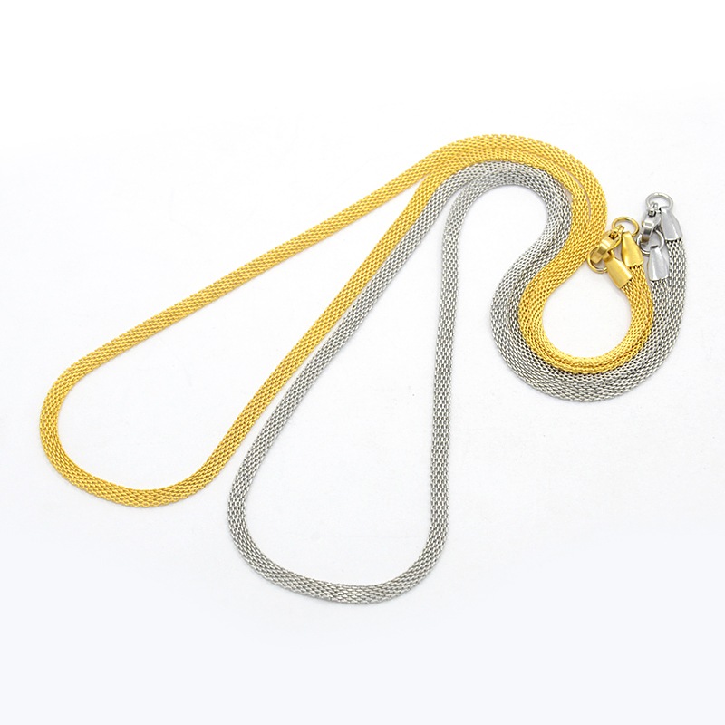 PandaHall Men's 304 Stainless Steel Mesh Chain Necklaces, with Lobster Claw Clasps, Mixed Color, 19.7"(50cm) Stainless Steel