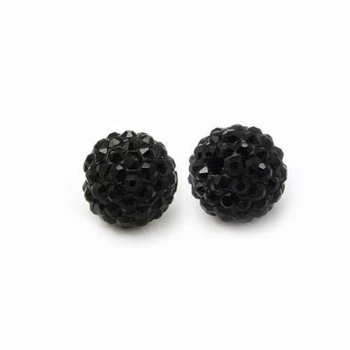PandaHall Polymer Clay Rhinestone Beads, Pave Disco Ball Beads, Grade A, Round, PP15, Jet, 10mm, Hole: 1.8~2mm Polymer Clay+Glass Rhinestone...