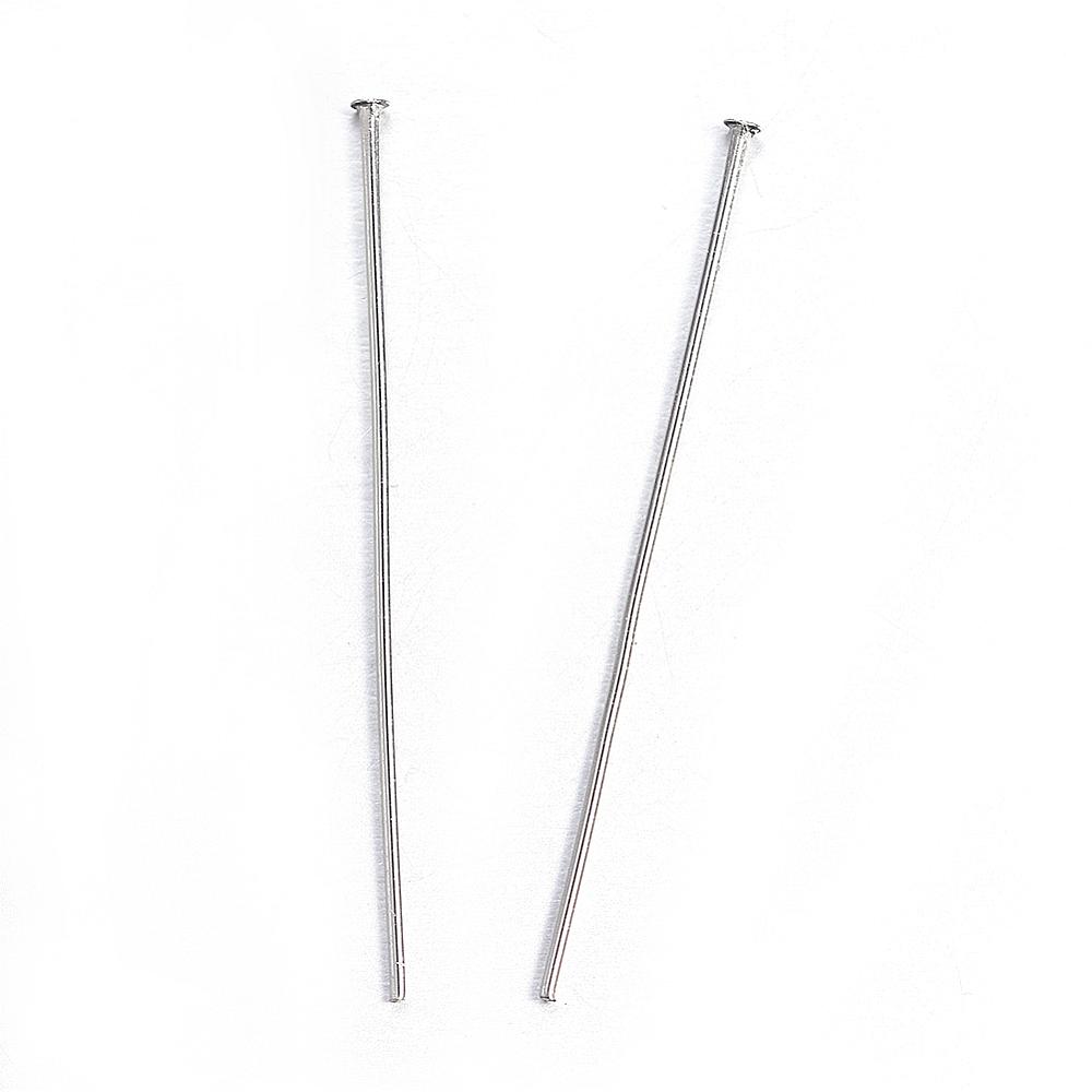 PandaHall 304 Stainless Steel Head pins, Stainless Steel Color, 35mm, Pin: 0.8mm; Head: 1.5mm Stainless Steel