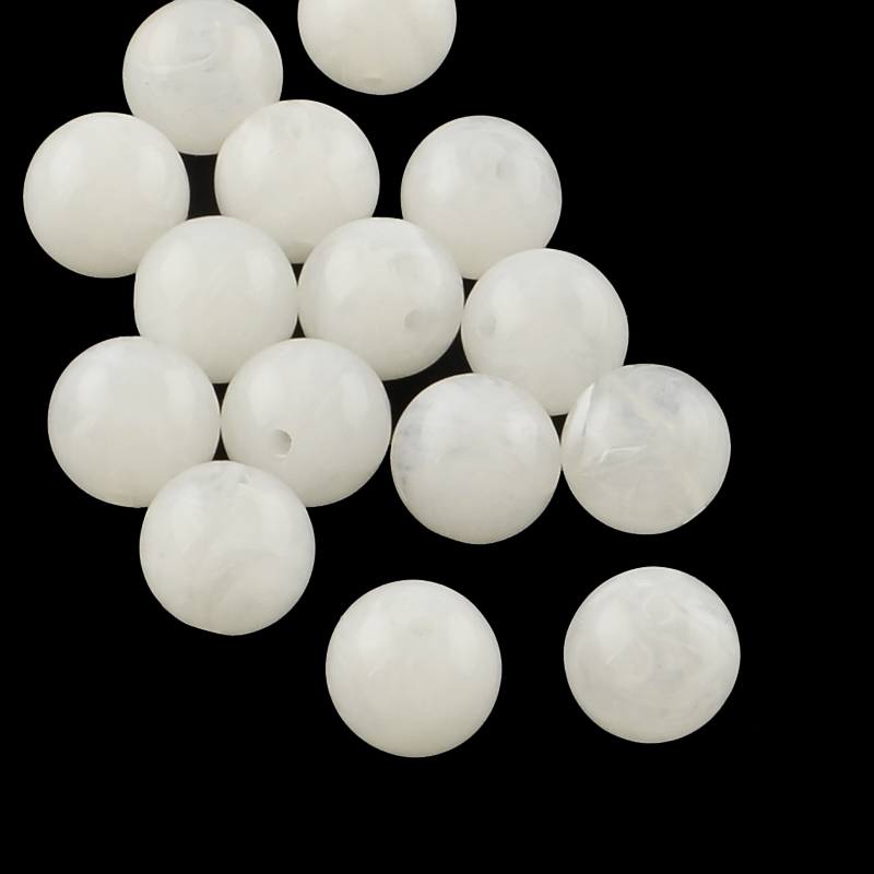 PandaHall Round Imitation Gemstone Acrylic Beads, White, 6mm, Hole: 2mm Acrylic Round White