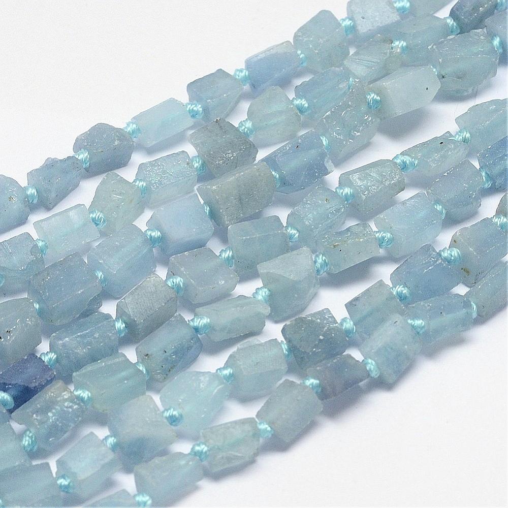 PandaHall Natural Aquamarine Beads Strands, Nuggets, 5~8x6~8x3~5mm, Hole: 1mm; about 28~30pcs/strand, 15.7'' Aquamarine Nuggets Green