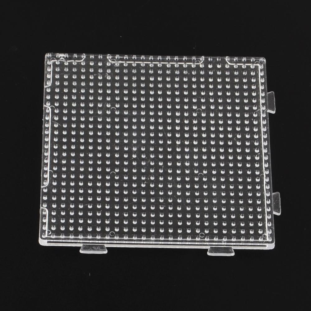 PandaHall Square Pegboards for 3x2.5mm Mini Fuse Beads, Clear, 75x75x2.5mm Plastic Square Clear