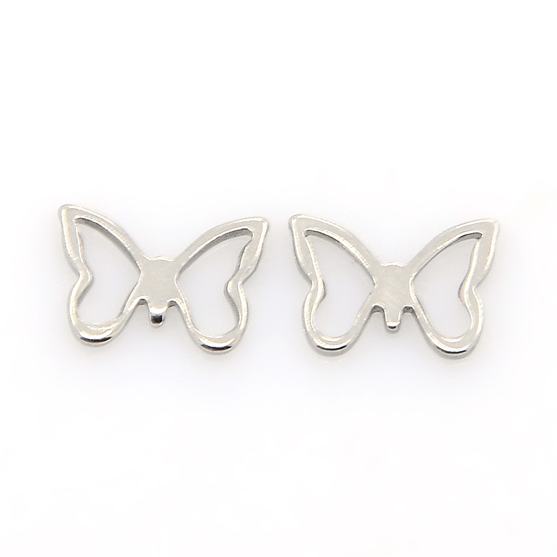 PandaHall 304 Stainless Steel Insect Charms, Butterfly Pendants, Stainless Steel Color, 7x10x1mm, Hole: 3x5mm Stainless Steel Butterfly