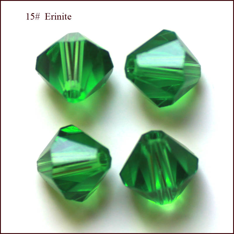 PandaHall Imitation Austrian Crystal Beads, Grade AAA, Faceted, Bicone, Green, 8x8mm, Hole: 1mm Glass Bicone Green