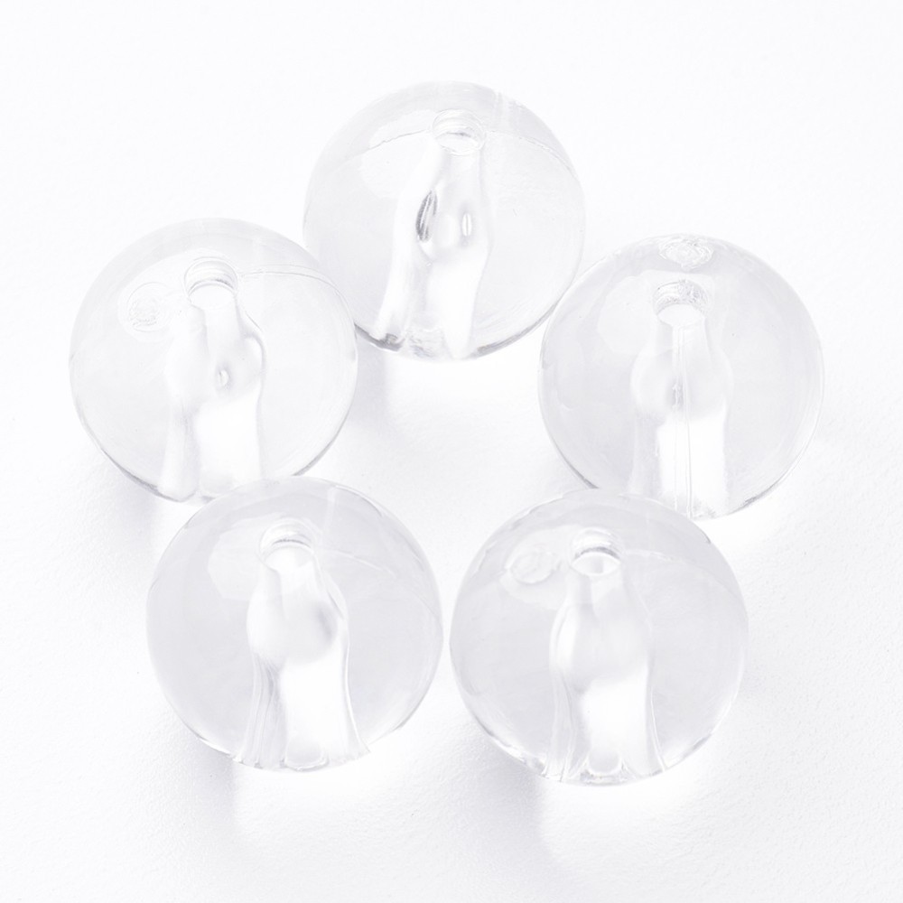 PandaHall 14mm Clear Acrylic Round Beads, Hole: 2.5mm Acrylic Round Clear