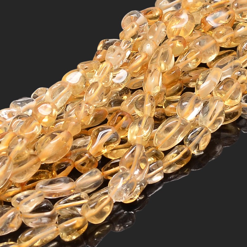 PandaHall Natural Citrine Nuggets Beads Strands, 5~10x6~7x3~7mm, hole: 1mm; about 14.9"~15.7" Citrine Nuggets