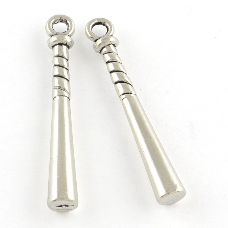 PandaHall Tibetan Style Baseball Alloy Pendants, Lead Free & Cadmium Free, Antique Silver, 35x4.5x4mm, Hole: 2mm; about 625pcs/1000g Alloy...