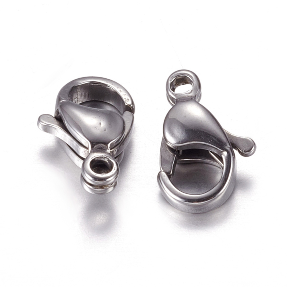 PandaHall 304 Stainless Steel Lobster Claw Clasps, Stainless Steel Color, 11x7x3.5mm, Hole: 1.5mm Stainless Steel Others