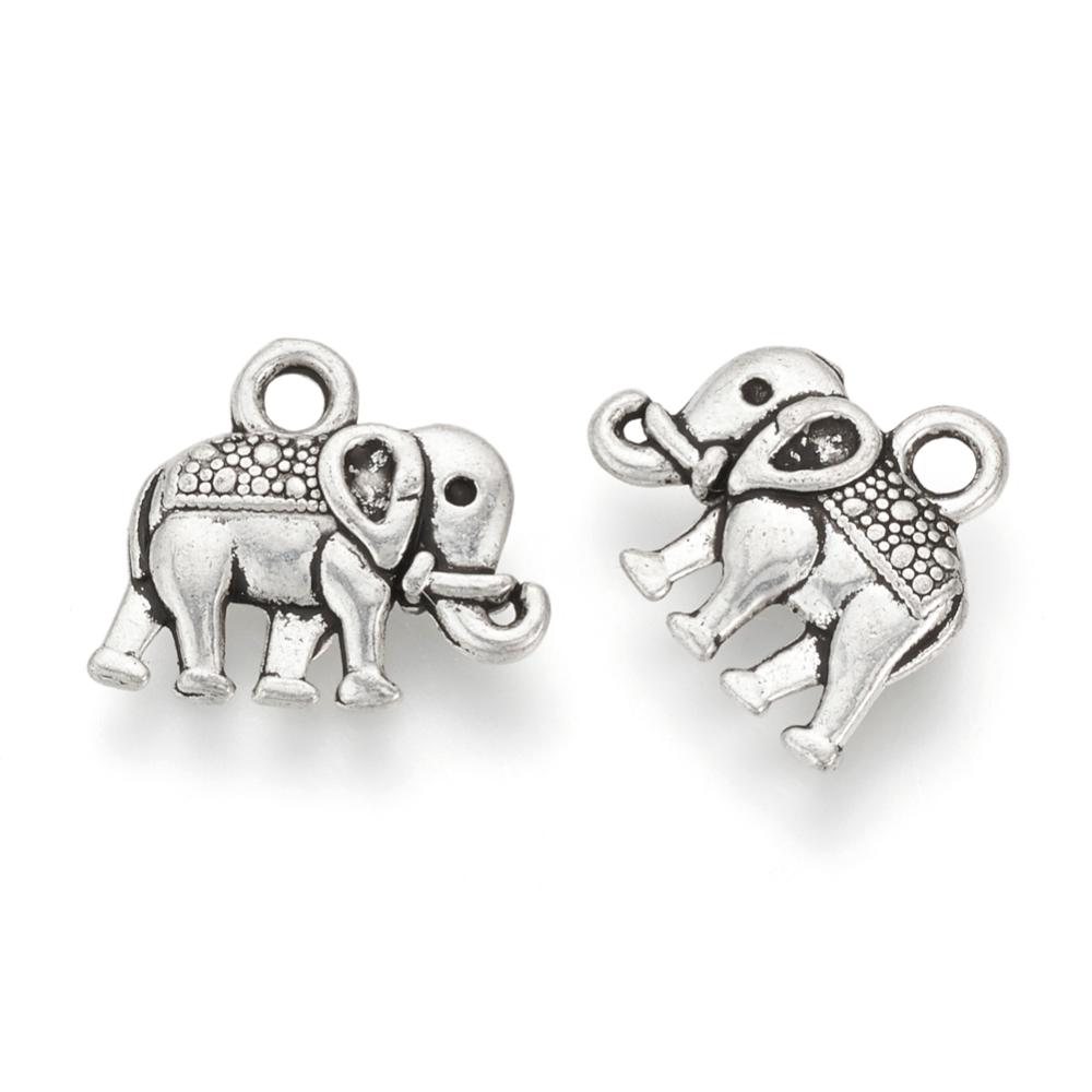PandaHall Tibetan Style Alloy Charms, Elephant, Lead Free & Cadmium Free, Antique Silver, 12x14x3mm, Hole: 1.5mm; about 1140pcs/1000g Alloy...