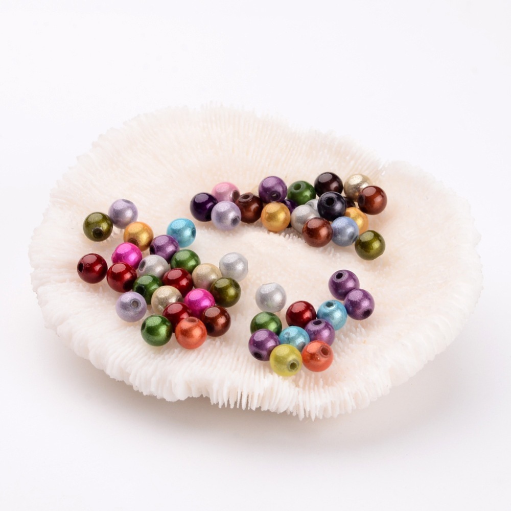 PandaHall Spray Painted Miracle Acrylic Beads, Bead in Bead, Round, Mixed Color, 6mm, Hole: 1.5mm Acrylic Round Multicolor