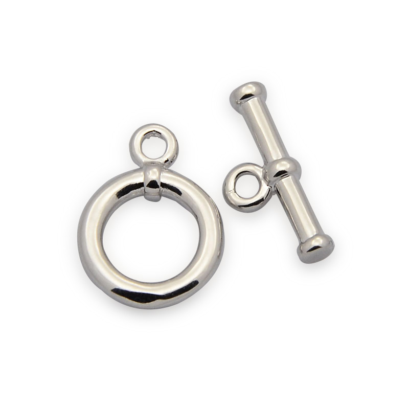 PandaHall Brass Toggle Clasps, Nickel Free, Platinum, Bar: 17x7x2mm, Hole: 2mm, Ring: 17x12x2mm, Hole: 2mm Brass Ring