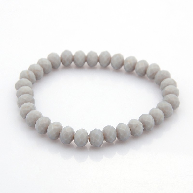PandaHall Faceted Opaque Solid Color Crystal Glass Rondelle Beads Stretch Bracelets, LightGrey, 68mm Glass Gray