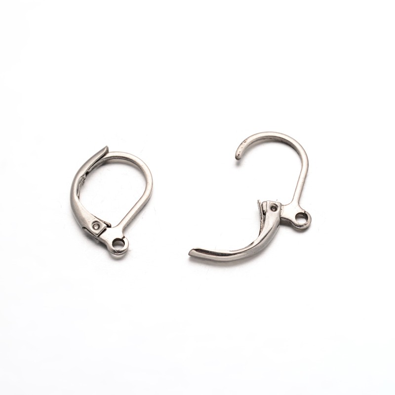 PandaHall 304 Stainless Steel Leverback Earring Findings, Stainless Steel Color, 16x10x2mm, Hole: 1mm Stainless Steel