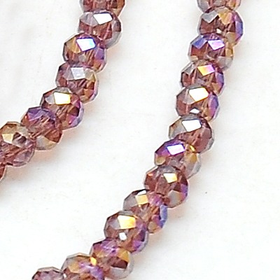 PandaHall Electroplate Glass Beads Strands, AB Color Plated, Faceted, Rondelle, Plum, 2.5x2mm, Hole: 0.8mm; about 197pcs/strand, 16.9" Glass...