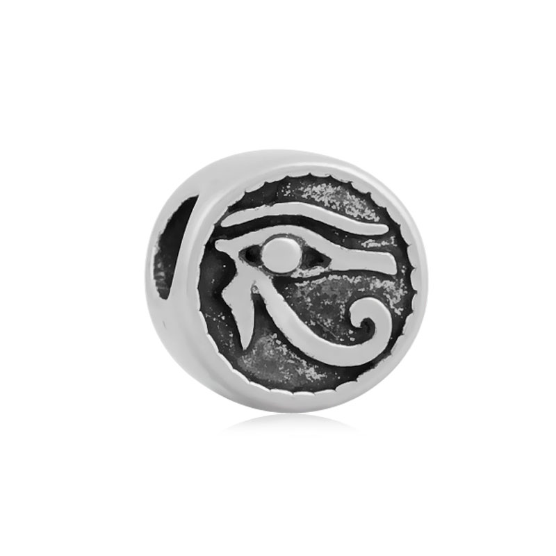 PandaHall Flat Round 316 Stainless Steel European Beads, Large Hole Beads, Antique Silver, 11x8mm, Hole: 5mm Stainless Steel Flat Round