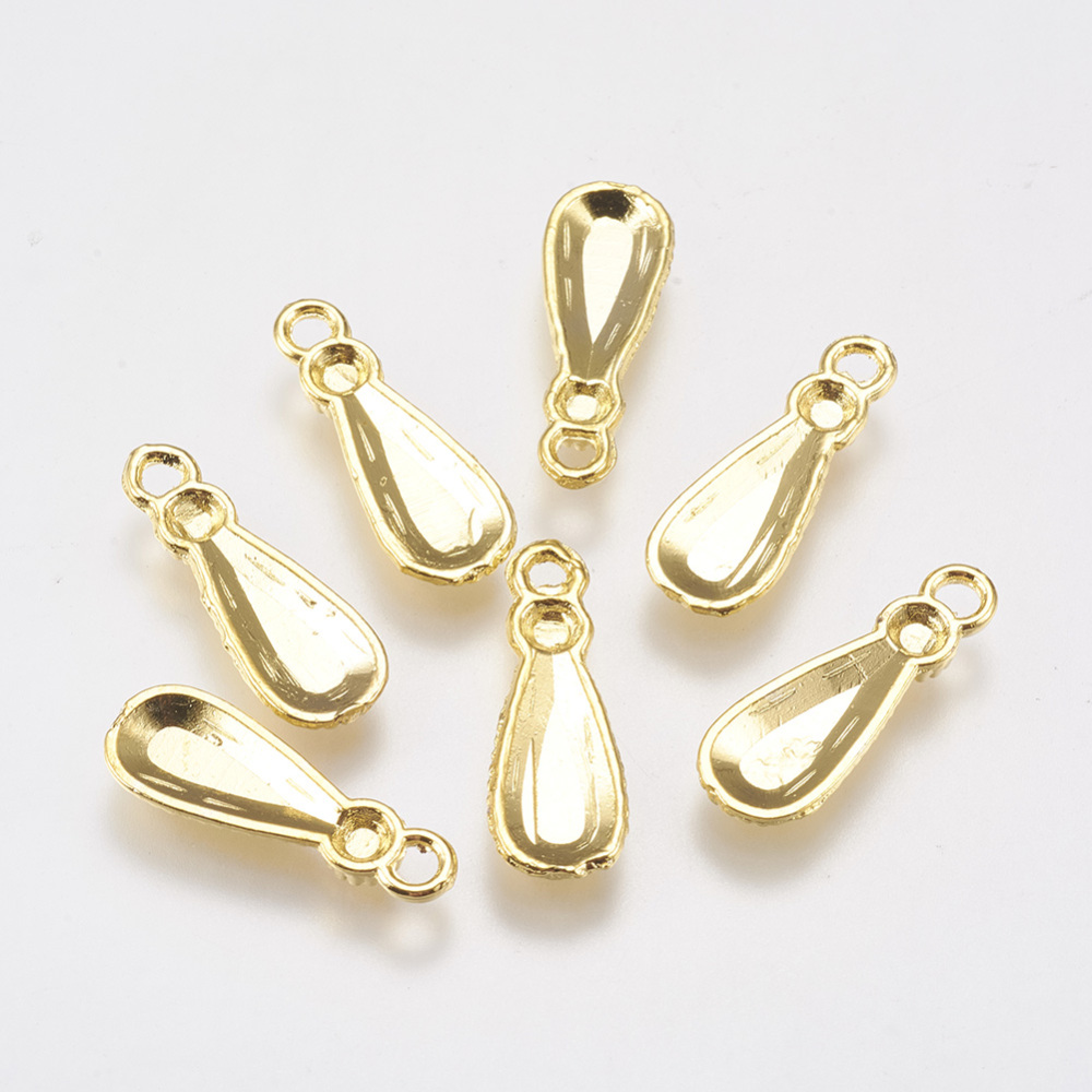 PandaHall Drop Alloy Pendant Cabochon Settings, Tibetan Style, Lead Free , Golden, Tray: 10x3mm; 21x7.5x2mm, Hole: 2mm Alloy Drop