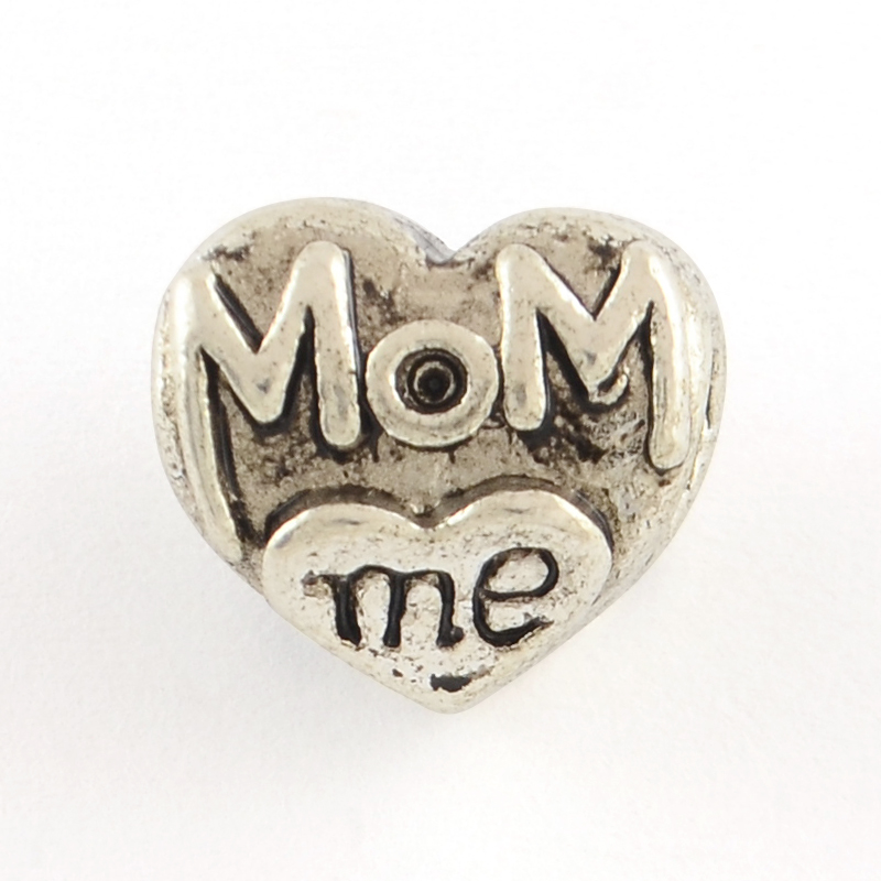 PandaHall Tibetan Style Alloy European Bead Rhinestone Settings, Large Hole Heart Beads with Words, Lead Free & Nickel Free, Antique Silver...