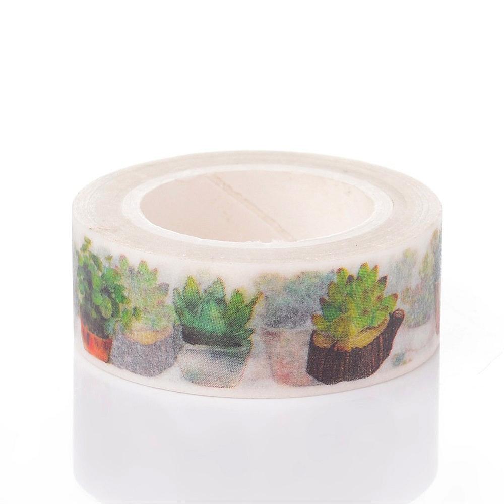 PandaHall Plant DIY Scrapbook Decorative Adhesive Tapes, Colorful, 15mm; 10m/roll Paper