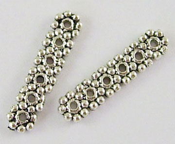PandaHall Tibetan Silver Spacer Bars, Rectangle, Lead Free & Cadmium Free, 6-Hole, Antique Silver, 20x5mm, Hole: 1mm Alloy Rectangle
