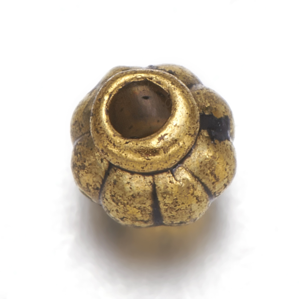 PandaHall Tibetan Silver Spacer Beads, Lead Free & Cadmium Free, Barrel, Antique Golden Color, Size: about 4mm in diameter, hole: 1mm Alloy...
