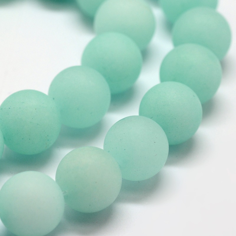 PandaHall Frosted Natural Malaysia Jade Round Beads Strands, Dyed, PaleTurquoise, 10mm, Hole: 1mm; about 38pcs/strand, 15.7" Malaysia Jade...