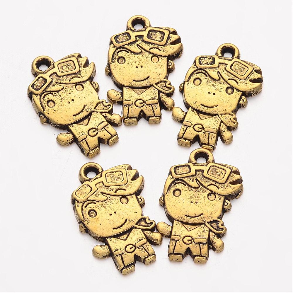 PandaHall Tibetan Style Pendants, Lead Free and Cadmium Free, Boy, Antique Golden, Size: about 23mm long, 14mm wide, 2.5mm thick, hole: 2mm...