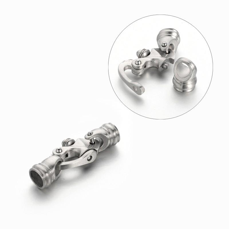 PandaHall 304 Stainless Steel Clasps, Matte Surface, Stainless Steel Color, 37x15x10mm, Hole: 6.5mm Stainless Steel