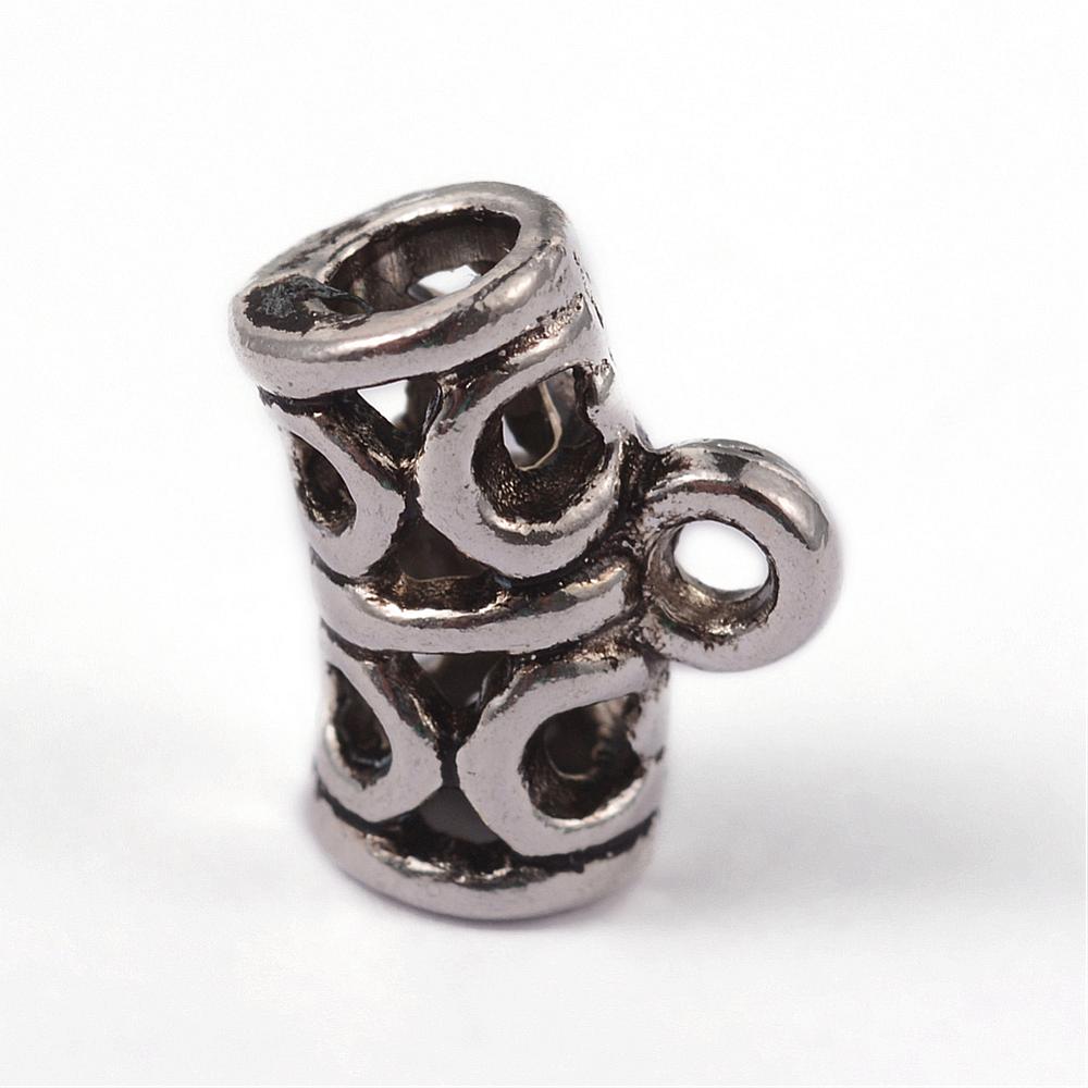 PandaHall Tibetan Style Alloy Hanger Links, Tube Bail Beads, Lead Free & Cadmium Free, Antique Silver, 9.5x12x6mm, Hole: 1.5mm and 3mm Alloy...