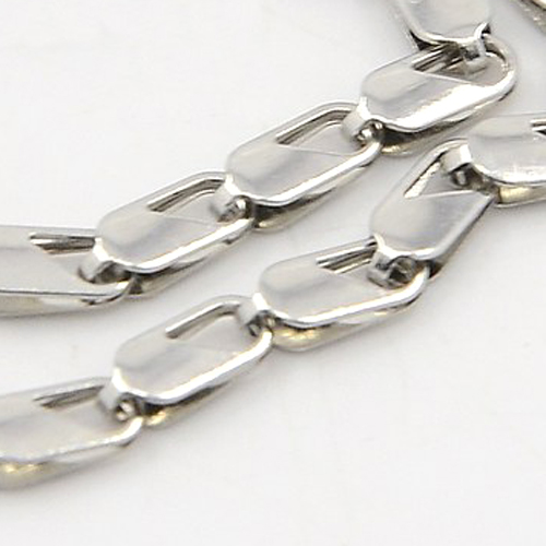 PandaHall 304 Stainless Steel Link Chains, with Rectangle Connector, Stainless Steel Color, 6x2.5x2mm Stainless Steel
