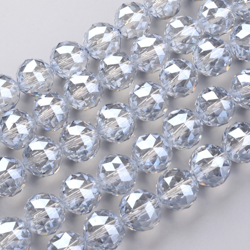 PandaHall Electroplate Glass Bead Strands, Pearl Luster Plated, Faceted, Drop, AliceBlue, 15.5mm, Hole: 2mm; about 15pcs/strand, 8.6"(22cm)...