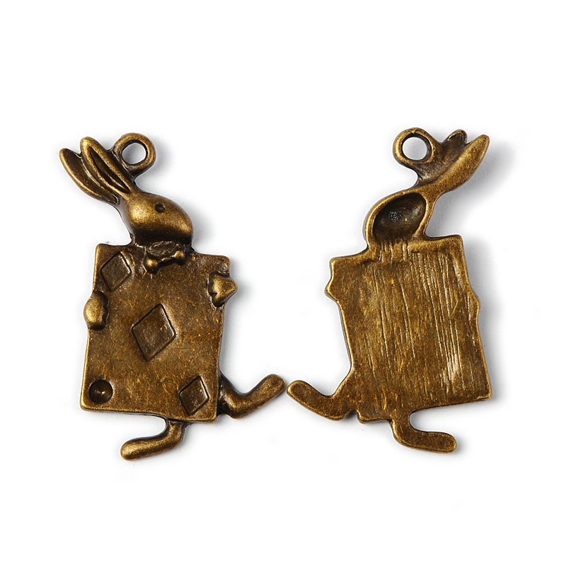 PandaHall Tibetan Style Antique Bronze Tone Alloy Rabbit DIY Jewelry Pendant Accessories, Lead Free and Nickel Free, 36x22x2mm, Hole: 2mm...