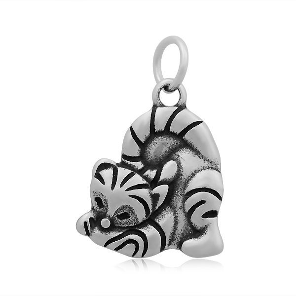 PandaHall Cat 316 Stainless Steel Pendants, Antique Silver, 27x18mm Stainless Steel Cat