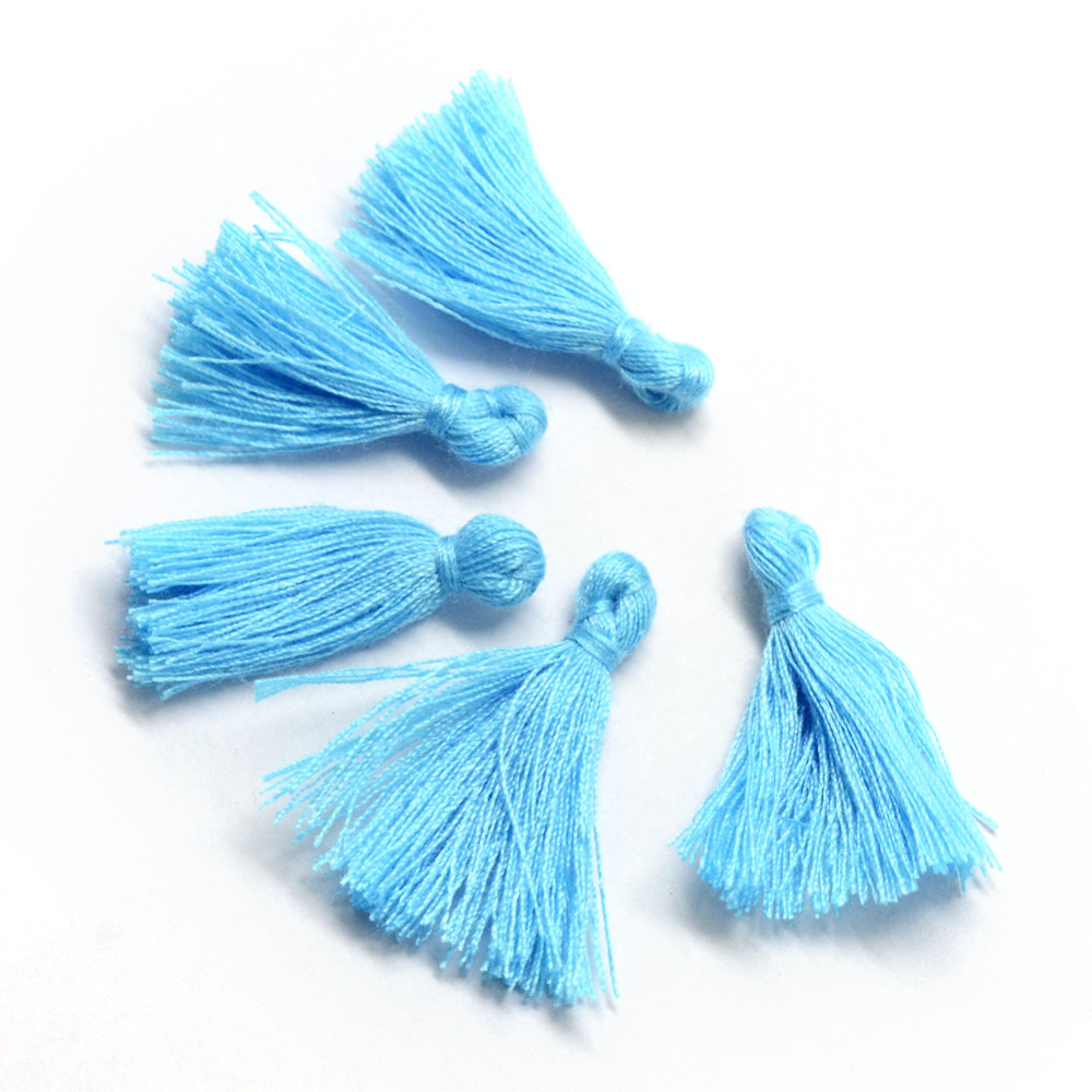 PandaHall Cotton Tassel Decorations, Pendant Decorations, DeepSkyBlue, 30mm Cotton Blue