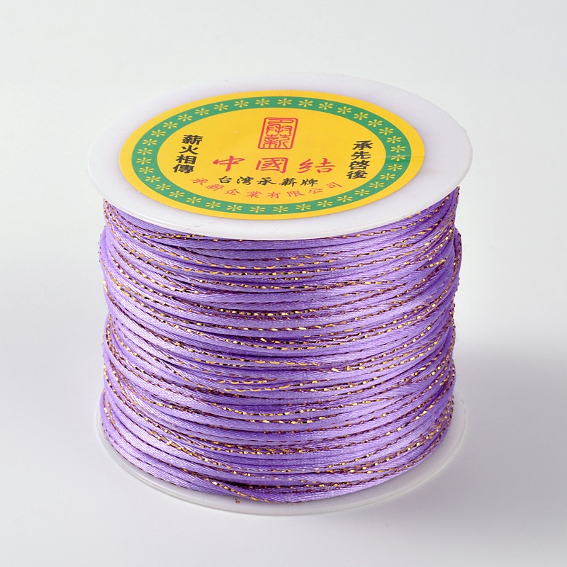 PandaHall Gold Line Round String Polyester Cords, MediumPurple, 2mm; about 100m/roll Polyester Purple