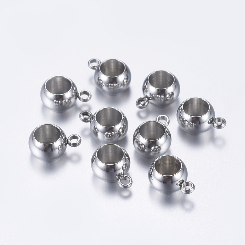 PandaHall 304 Stainless Steel Hanger Links, Bail Beads, Rondelle, Stainless Steel Color, 11x8x5.5mm, Hole: 1.5mm; Inner Diameter: 5mm...