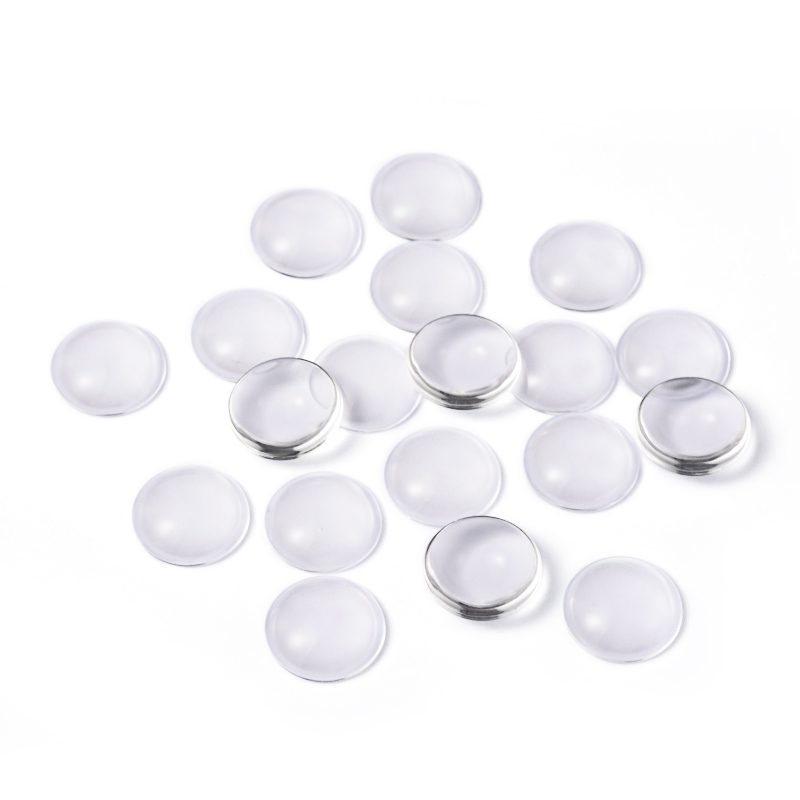 PandaHall 26MM Half Round Transparent Clear Glass Cabochons, Dome Cameo Settings for Tray Pendant Covers, 26mm, 7.5mm(Range: 7~8mm) thick...