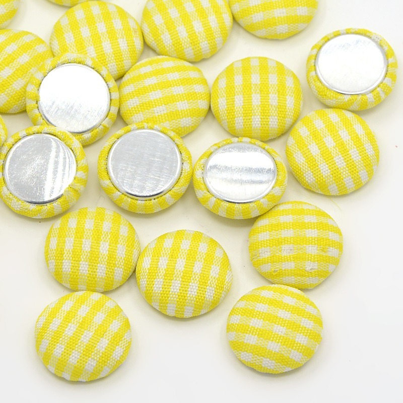 PandaHall Scrapbook Embellishments Garment Accessories FlatBack Tartan Half Round Dome Cloth Fabric Covered Cabochons, with Aluminum Bottom...