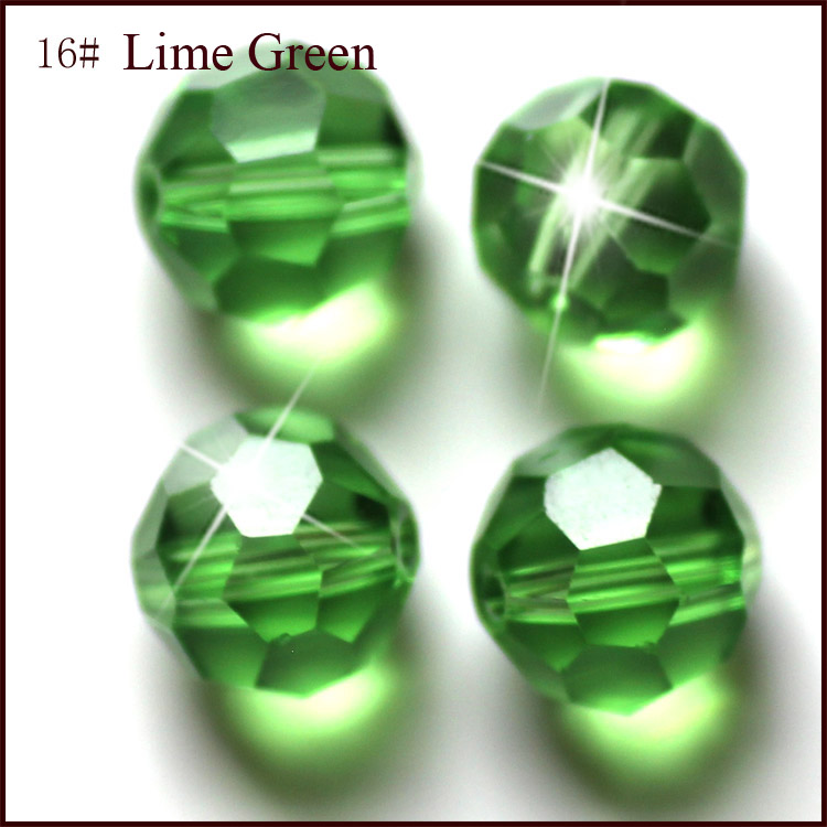 PandaHall Imitation Austrian Crystal Beads, Grade AAA, Faceted, Round, LimeGreen, 6mm, Hole: 1mm Glass Round Green
