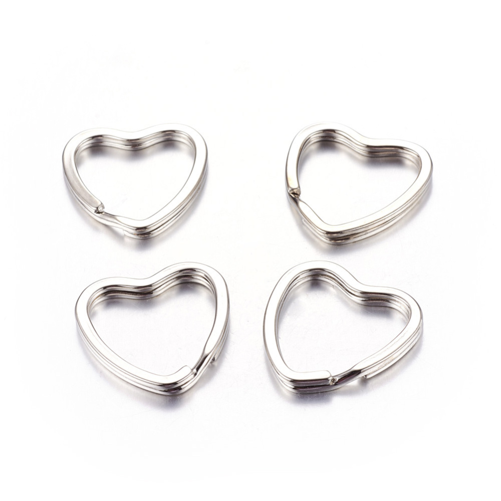 PandaHall Heart Iron Split Key Rings, Valentine's Jewelry Findings, Platinum Color, about 31mm in diameter, 3mm thick, 25mm inner diameter...