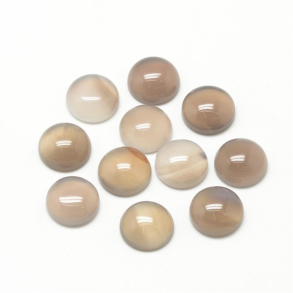 PandaHall Natural Gray Agate Cabochons, Half Round/Dome, LightGrey, 8x4mm Agate Half Round Gray